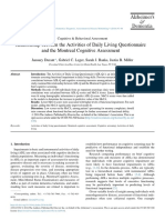 Relationship Between The Activities of Daily Living Questionnaire and The Montreal Cognitive Assessment