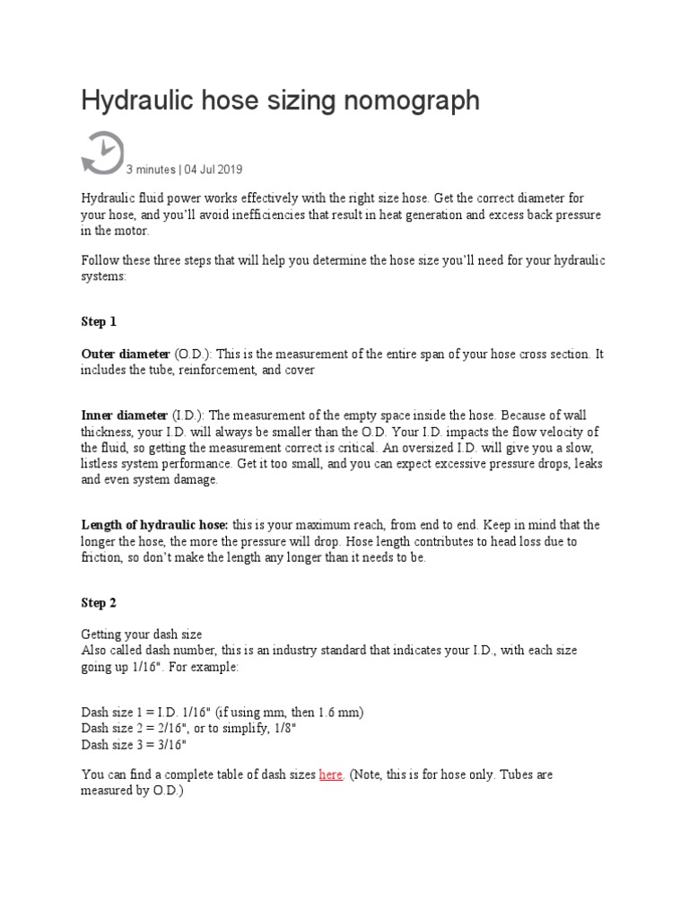Hydraulic Hose Sizing Nomograph PDF