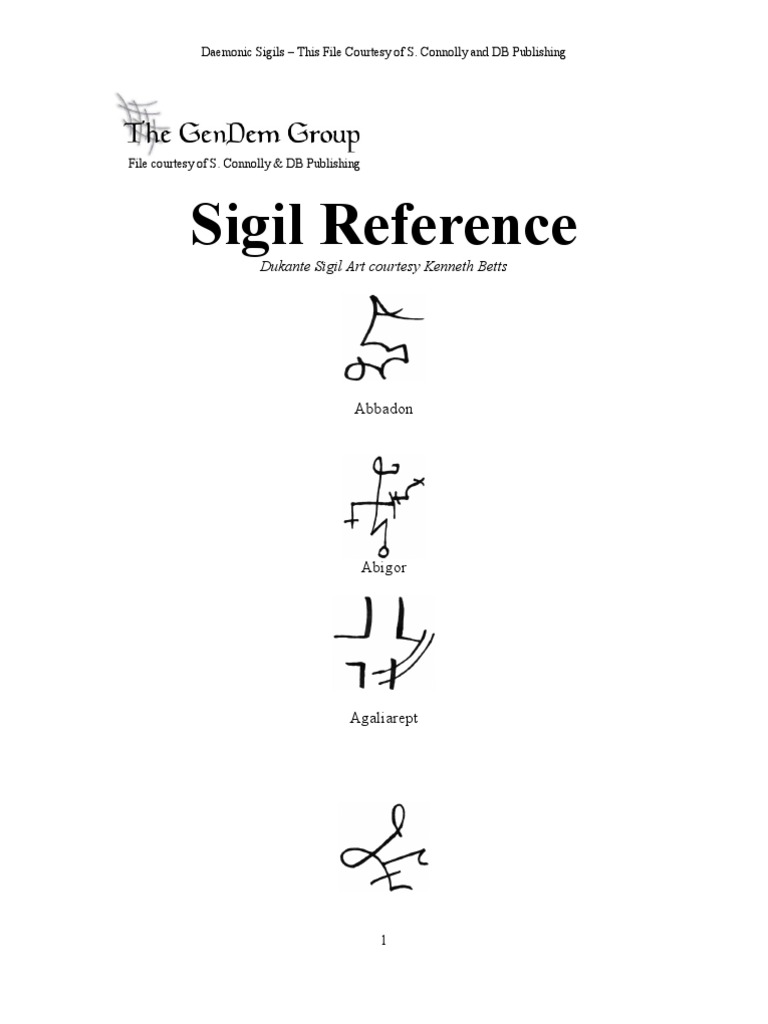 Daemonic Sigil Reference Guide | PDF