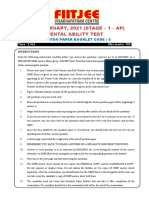 Ntse-February, 2021 (Stage - 1 - Ap) Mental Ability Test: Question Paper Booklet Code: C