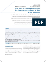 Design of Short-Term Forecasting Model of Distributed Generation Power For Solar Power Generation