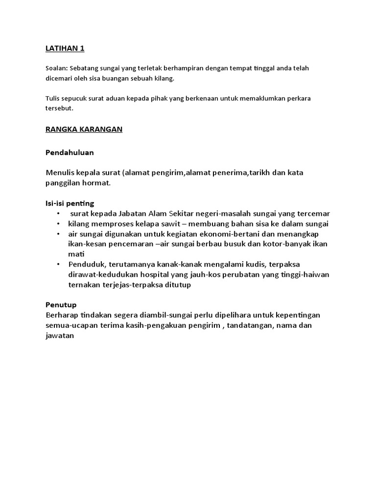 Karangan Surat Kiriman Rasmi Pdf