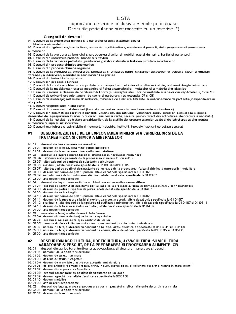 1 - Coduri Deseuri | PDF