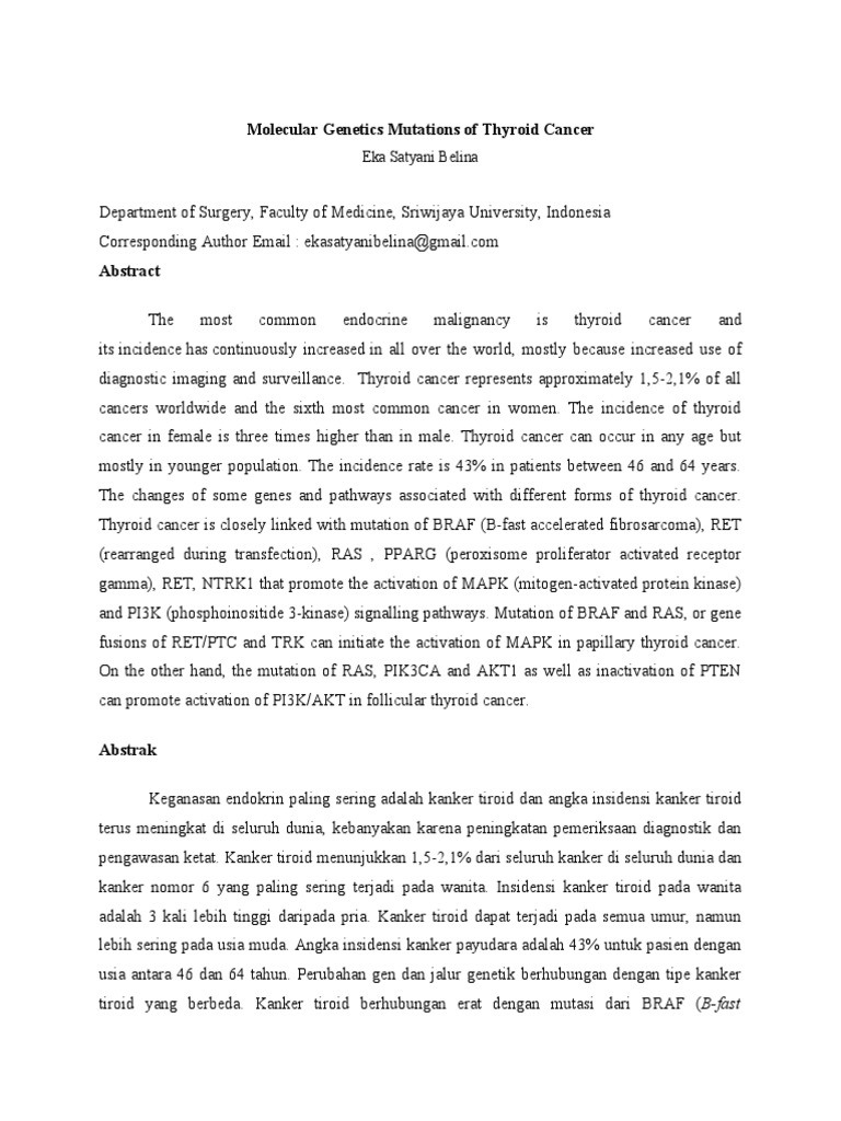 Molecular Genetics Mutations of Thyroid Cancer | PDF | Biology | Life ...
