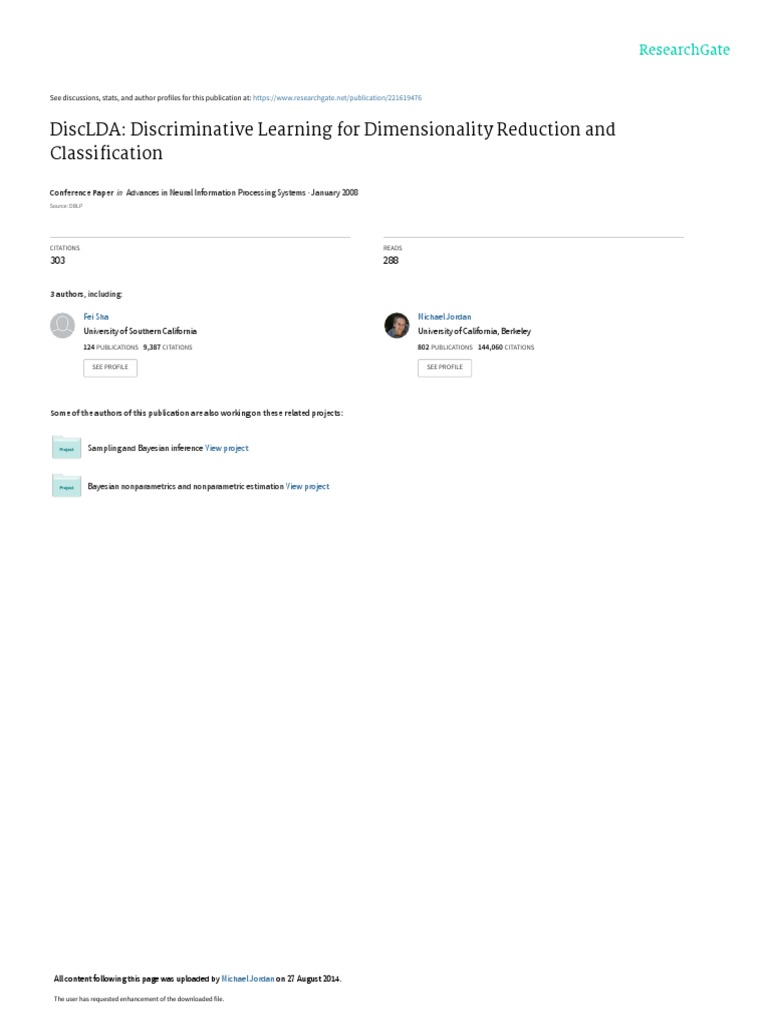 DiscLDA: Dimensionality Reduction & Classification | PDF | Statistical ...