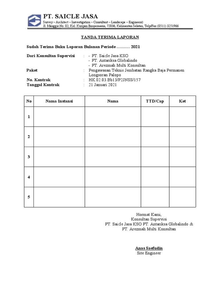 Tanda Terima Laporan | PDF