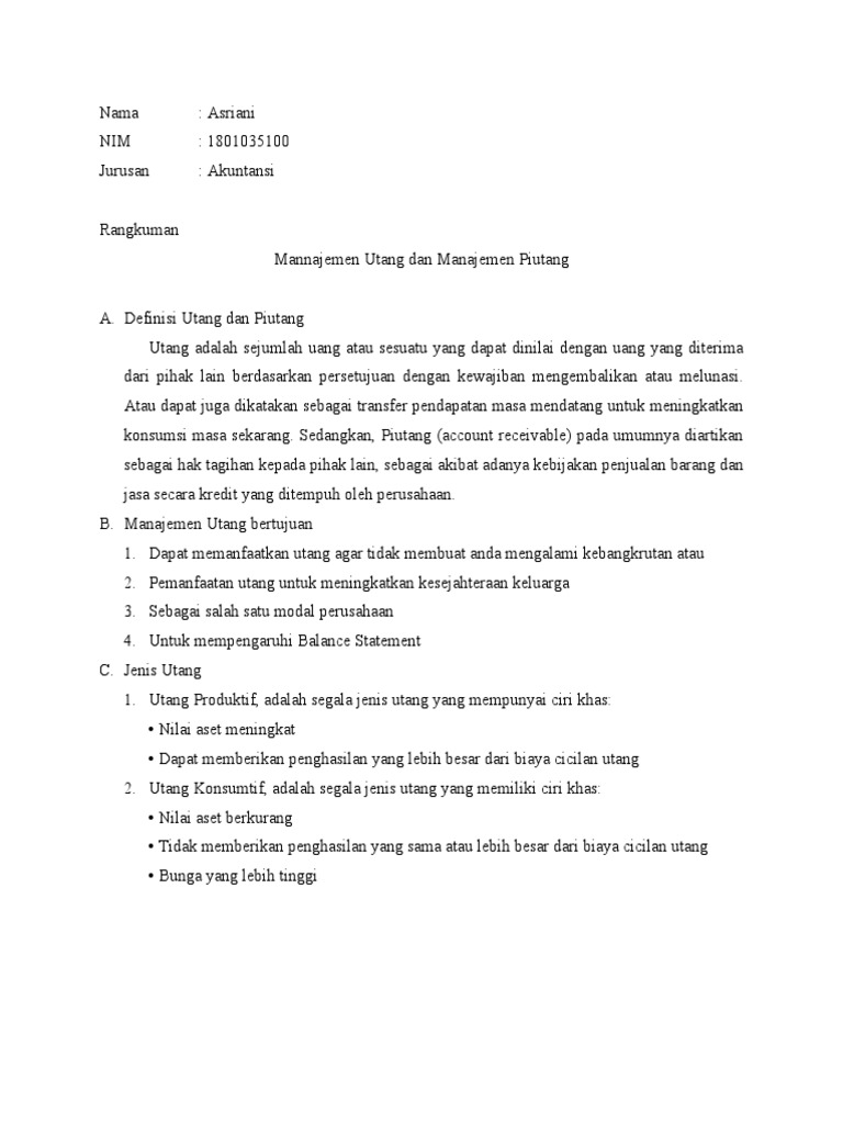 Bab Manajemen Utang & Piutang | PDF