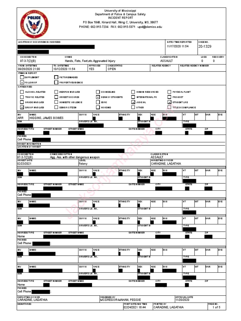 University of Mississippi Assault Report | PDF | Crime & Violence ...