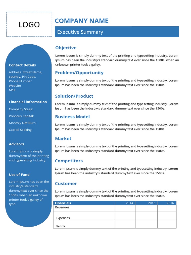 Executive Summary Template Example | PDF