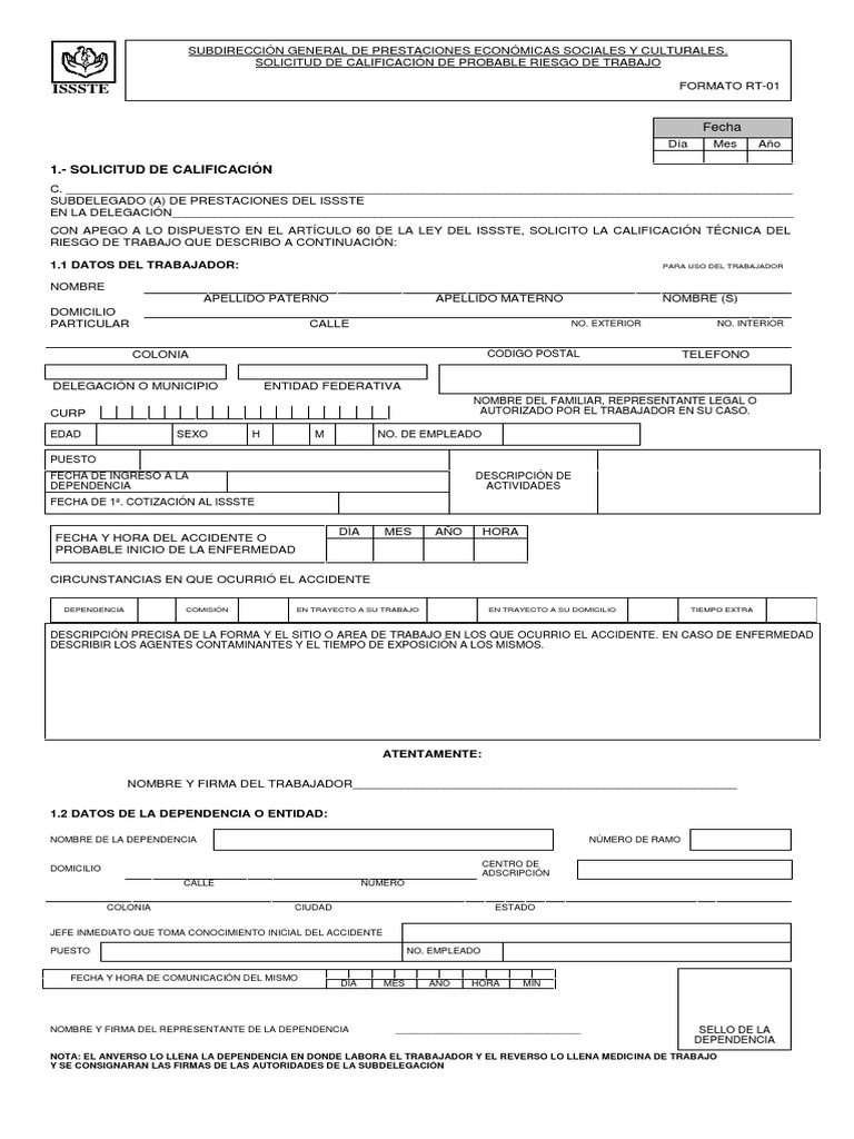 Formato Rt-01 Def | PDF | Medicina | Bienestar