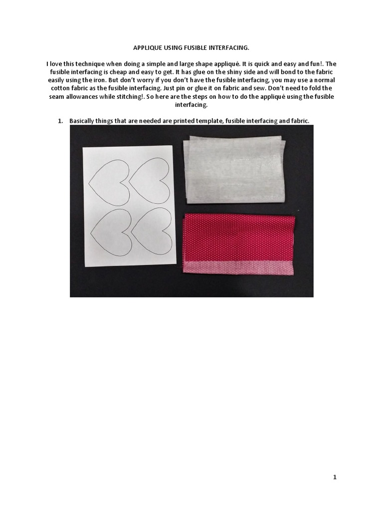 Applique Using Fusible Interfacing PDF Appliqué Sewing