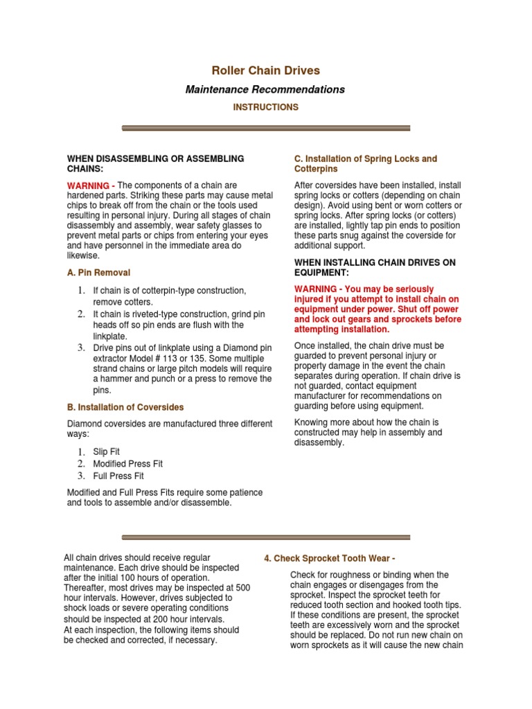 Roller Chain Maintenance PDF Lubricant Wear