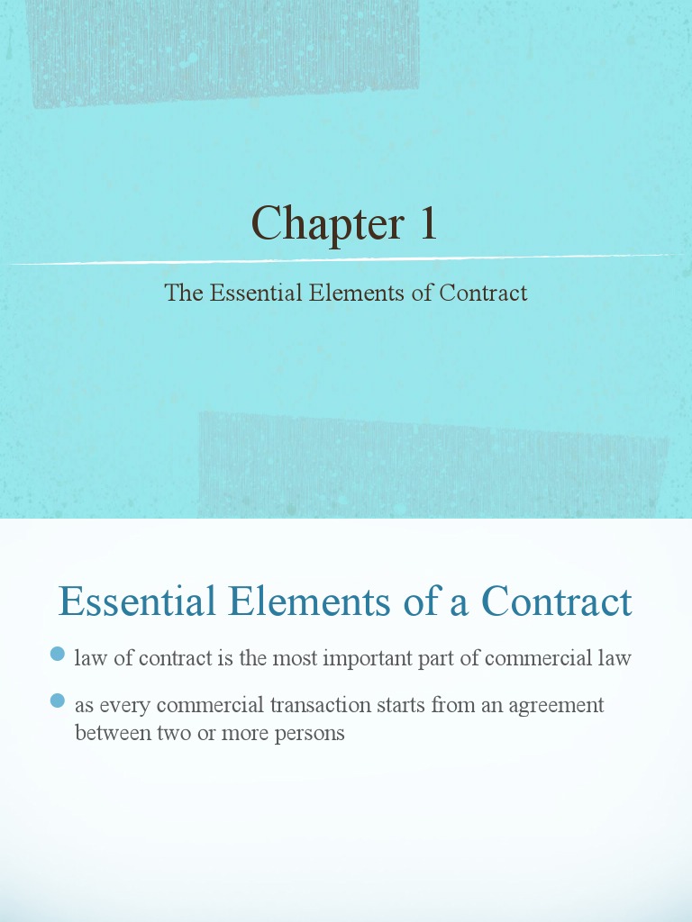 Essential Elements of a Contract | PDF | Offer And Acceptance ...
