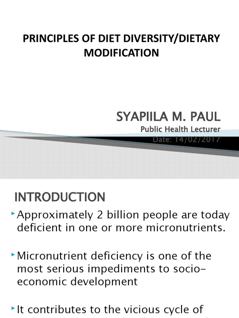 Principles of Diet Diversity and Dietary Modification - 2 | PDF ...