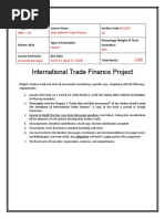 International Trade Finance Project: Program + Semester Course Name Section Code