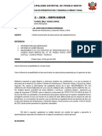 INFORME N° 19x-2020-MDPNGIDUR solicito reunion para coordinacion de obra