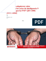 ID: ¿Cómo Adquieren Valor Probatorio Los Actos de Inteligencia 9 Realizados Por La PNP? (RN 1006-2015, Lima)