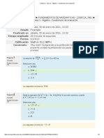 Unidad 2 - Tarea 3 - Álgebra - Cuestionario de Evaluación