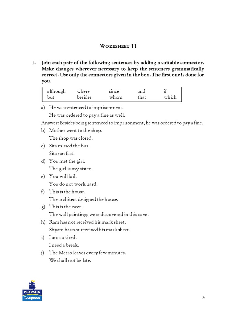 Connectors Exercises PDF