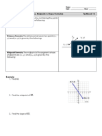 Lesson 1 Notes: Distance, Midpoint, & Slope Formulas Textbook 1.3