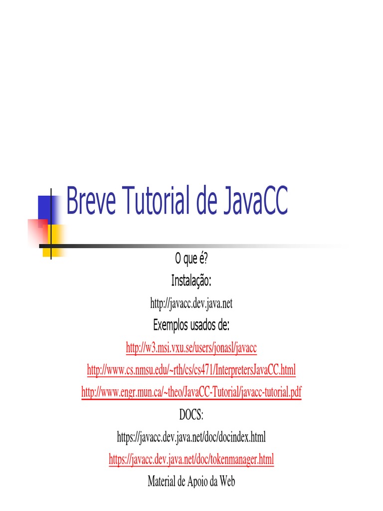 JavaCC Tutorial | PDF | Análise sintática (computação/linguística ...