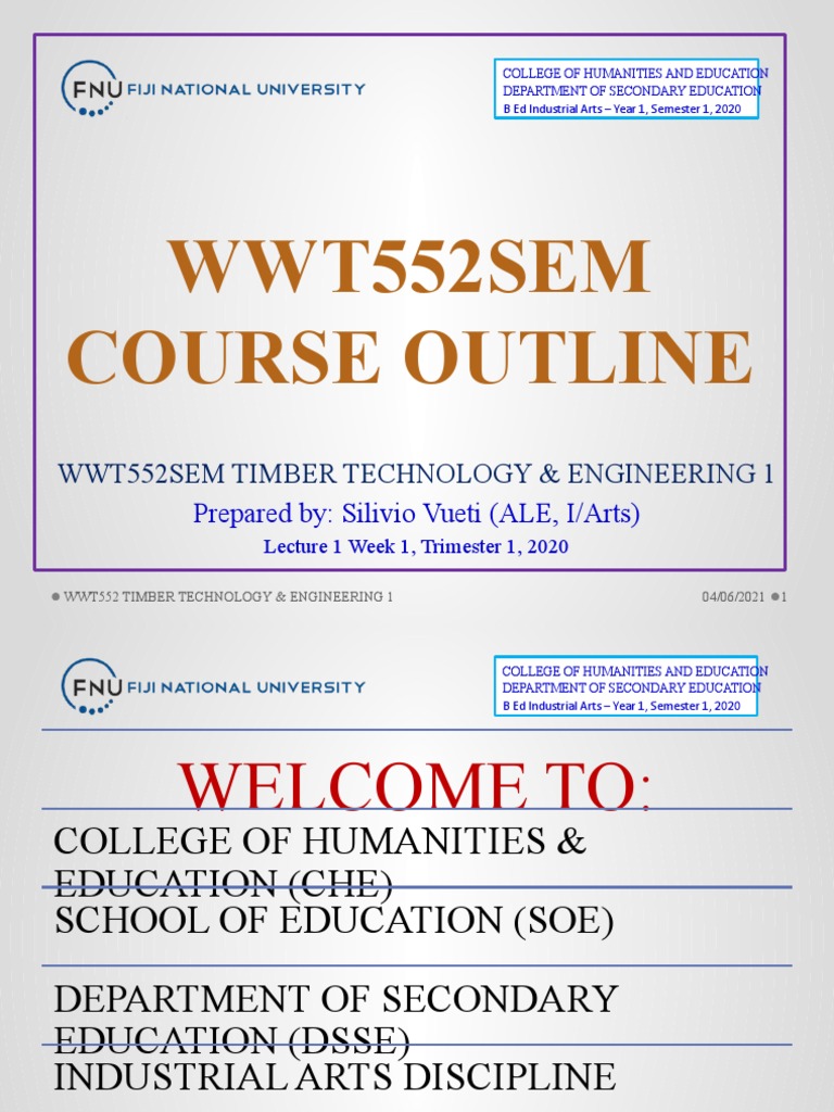 Timber Technology Course Outline | PDF | Lumber | Academic Term