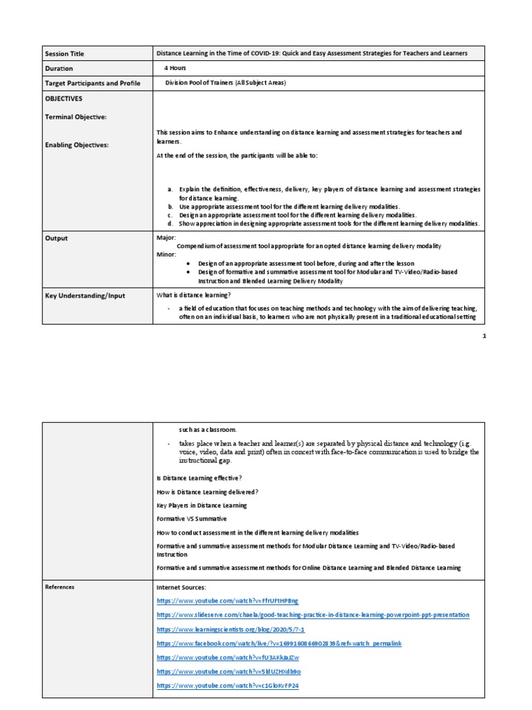 Final Session Guide On Distance Learning Assessment Strategies