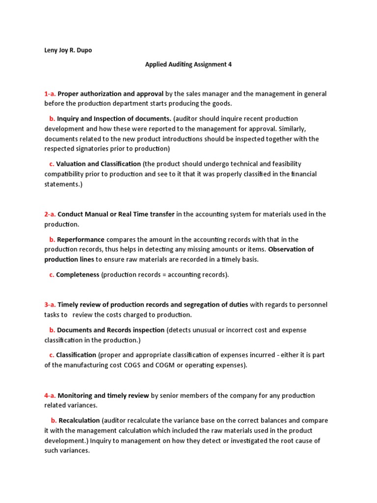 Applied Auditing for Production Processes | PDF | Audit | Business ...