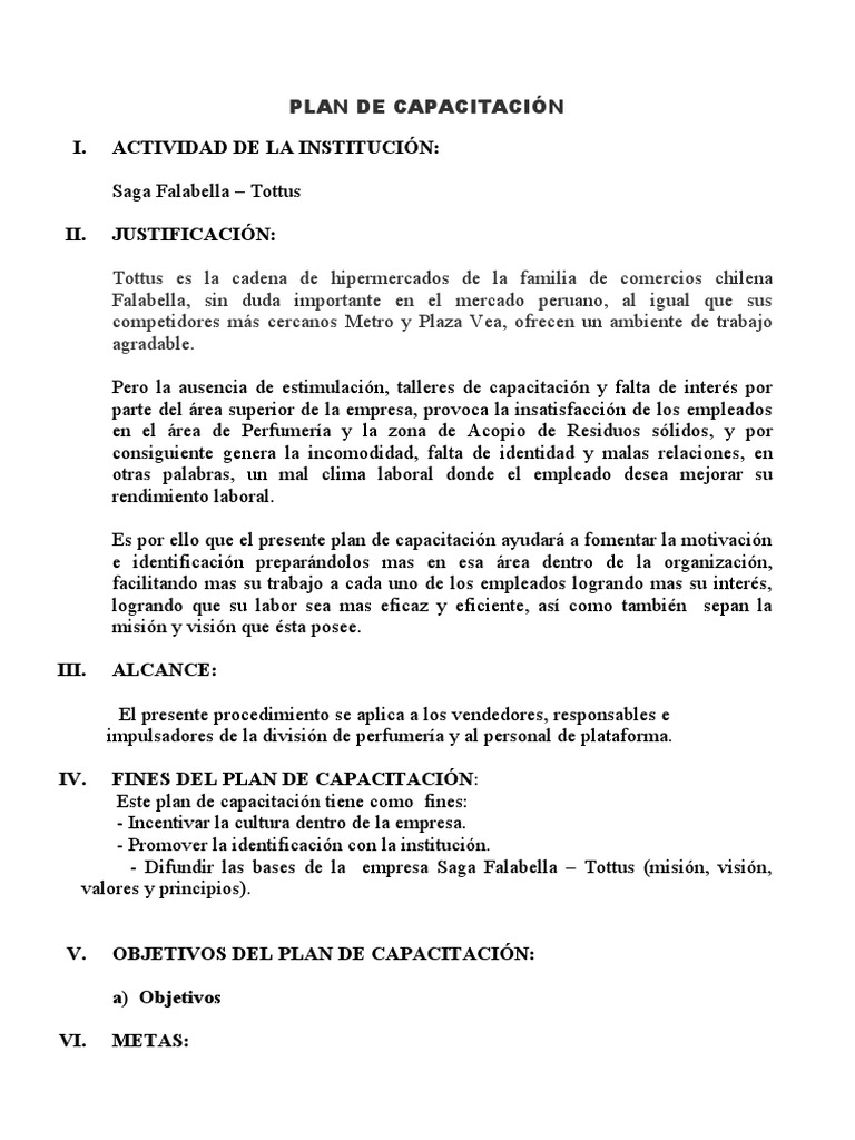 Plan de Capacitación | PDF | Empresas | Business