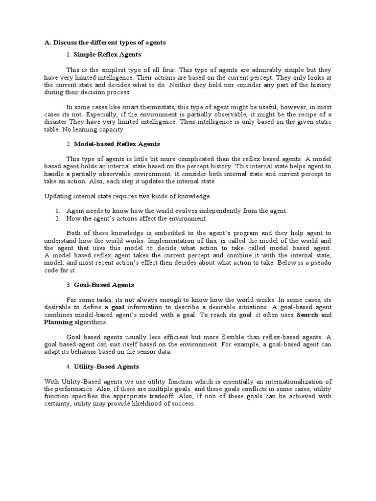 Types Of Agentss Pdf Artificial Intelligence Intelligence Ai Semantics