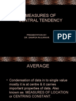 Measures of Central Tendency: Presentation By: Dr. Sampda Rajurkar