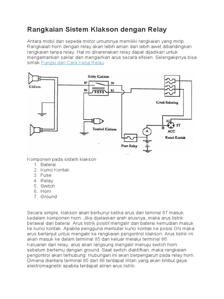 Rangkaian Sistem Klakson Dengan Relay PDF
