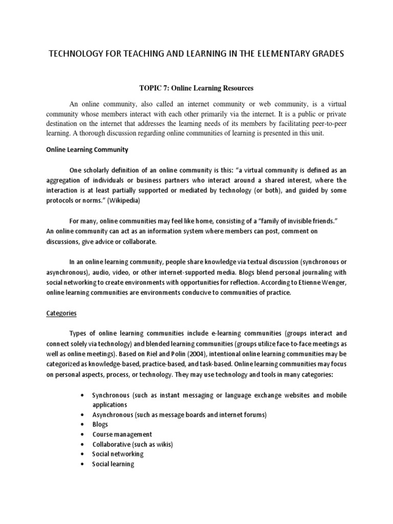 Benefits of Online Learning Communities | PDF | Educational Technology ...