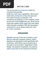 Sound Card: Component Input Output Analog Output