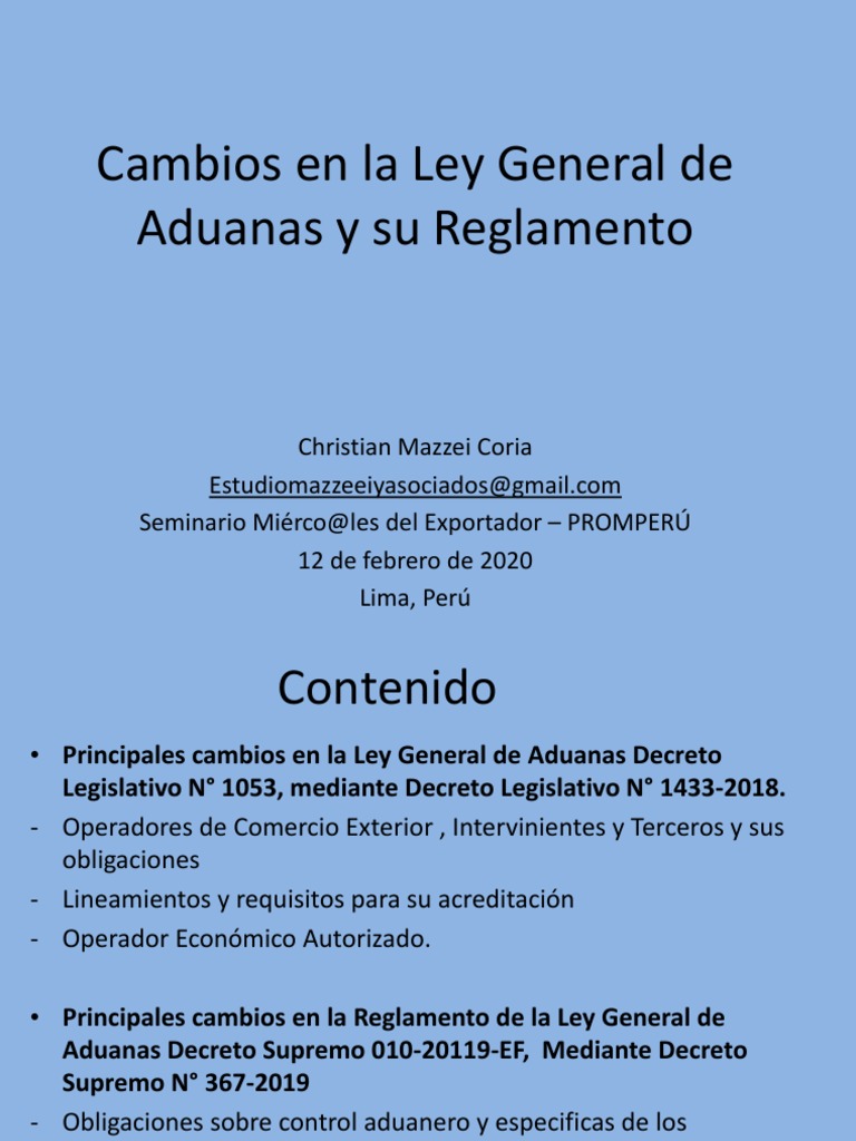 Cambios en la Ley de Aduanas 1053 | PDF | aduana | El comercio ...