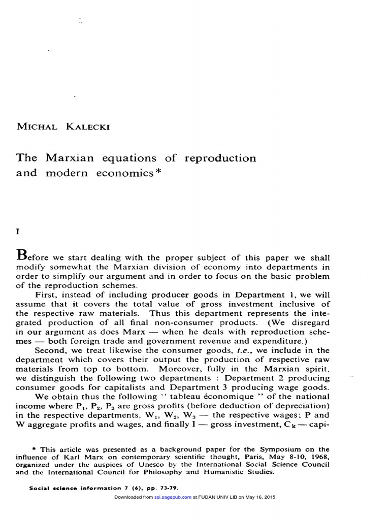 Marxian Reproduction Equations Explained | PDF | Capitalism | Economic ...