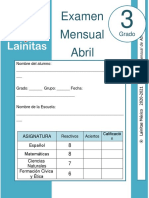 3er Grado - Examen Mensual Abril (2020-2021)