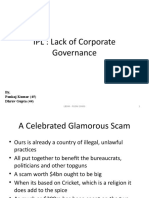 IPL: Lack of Corporate Governance: By, Pankaj Kumar (45) Dhruv Gupta