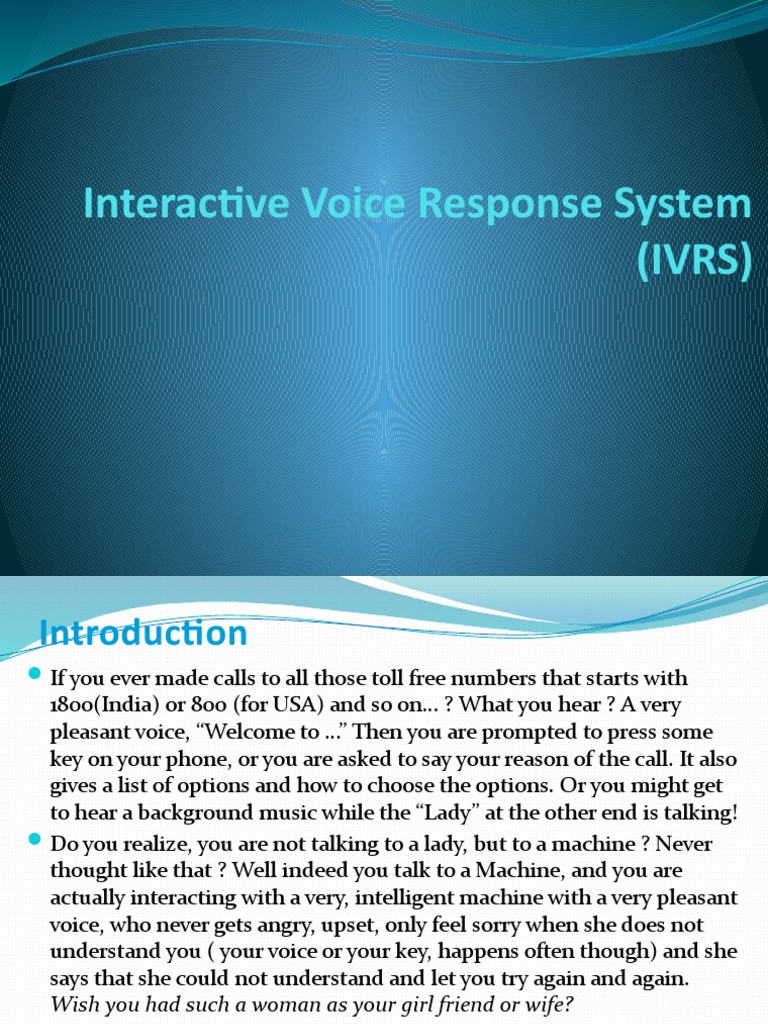 Overview of Interactive Voice Response System | PDF | Interactive Voice ...