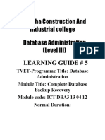 Chencha Construction and Industrial College Database Administration (Level III)