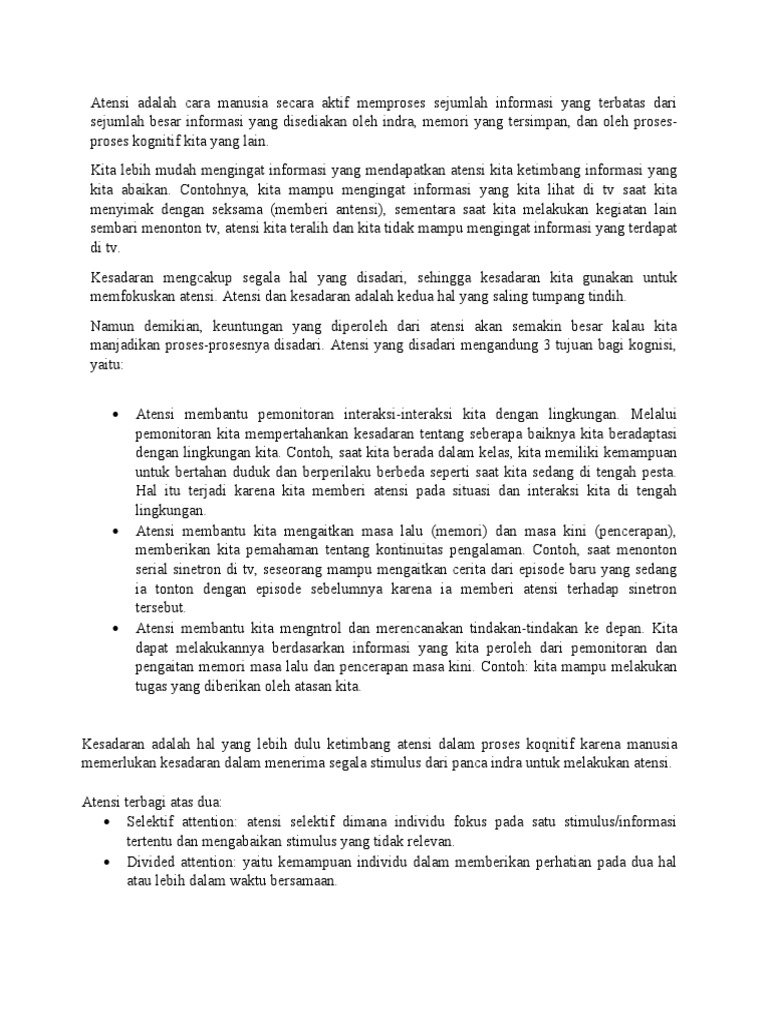 Atensi Adalah Cara Manusia Secara Aktif Memproses Sejumlah Informasi ...