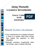 Ranking Mutually Exclusive Investments