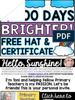 100 TH Day Hat Certificate 100 Days Brighter