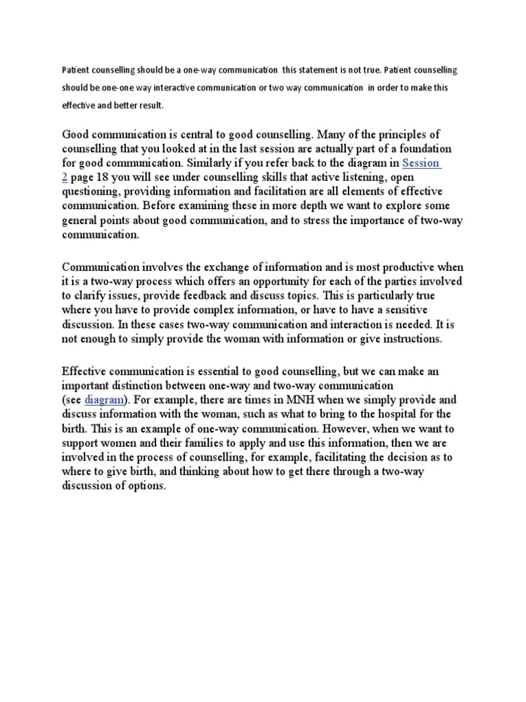 The Importance of Effective TwoWay Communication in Counselling and