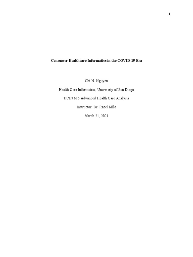 Consumer Health Informatics & COVID-19 | PDF | Health Care | Health ...
