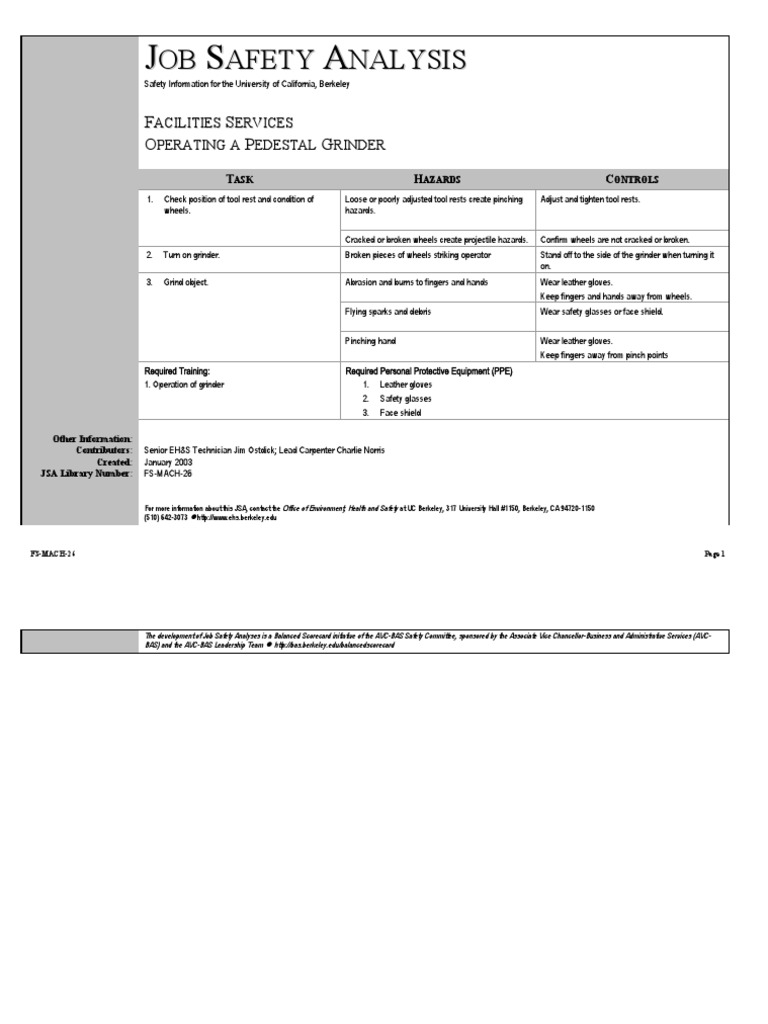 Operating A Pedestal Grinder PDF Grinding (Abrasive Cutting) Occupational Safety And Health
