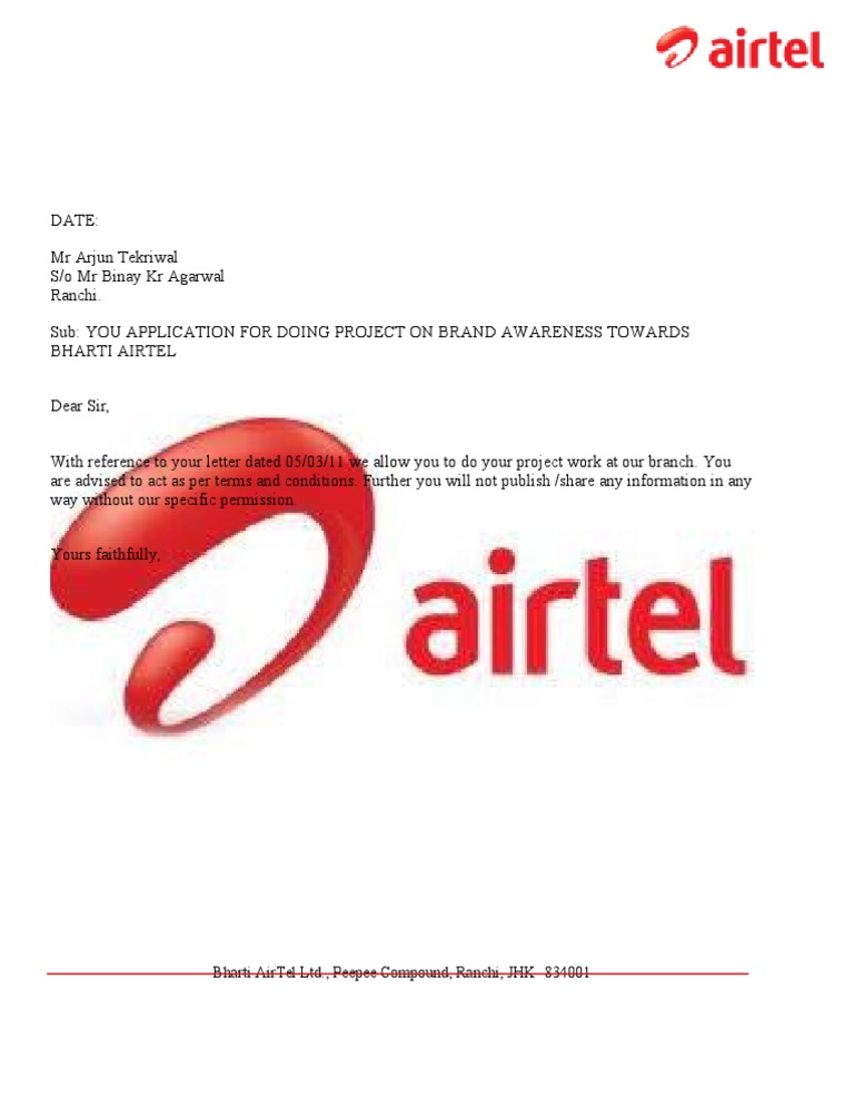 Airtel Letter PDF
