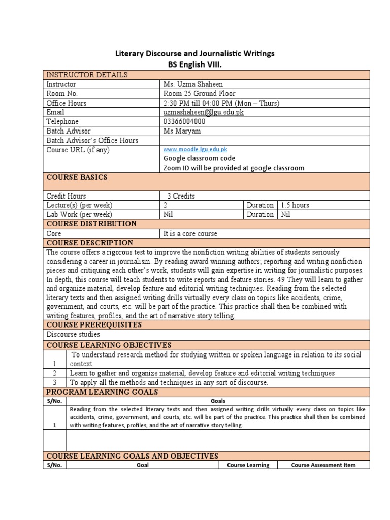 Journalistic Writing Course Overview | PDF | Human Communication | Learning