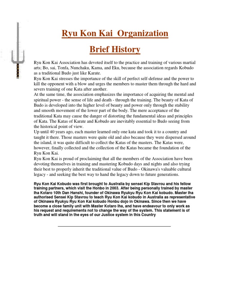 Ryu Kon Kai Kobudo Training Overview | PDF | Okinawa Prefecture ...