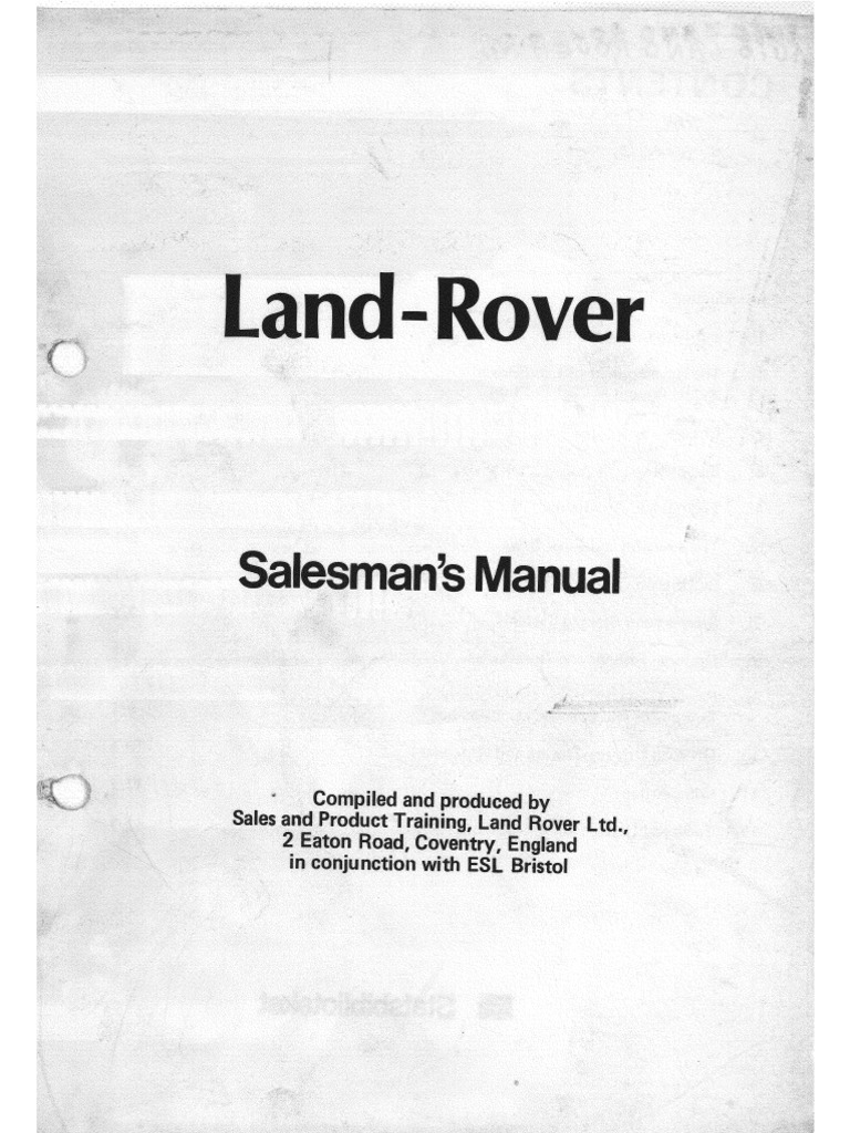 LAND ROVER SalesmansManual | PDF